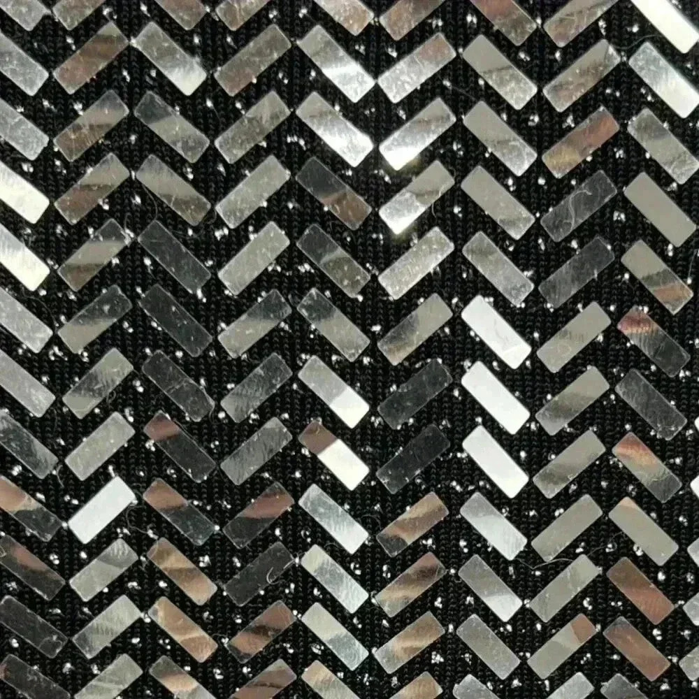 Venus Bodycon Cocktail Party Dress L Black Silver Sequin Halter Off Shoulder - Picture 7 of 10